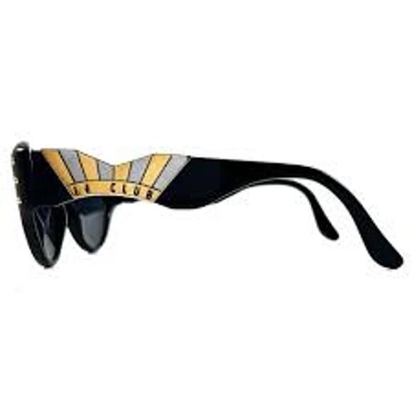Vintage 80s LE CLUB Actif Sunglasses Black Gold Silver RARE CHUNKY RETRO SLEAZE - Picture 2 of 8